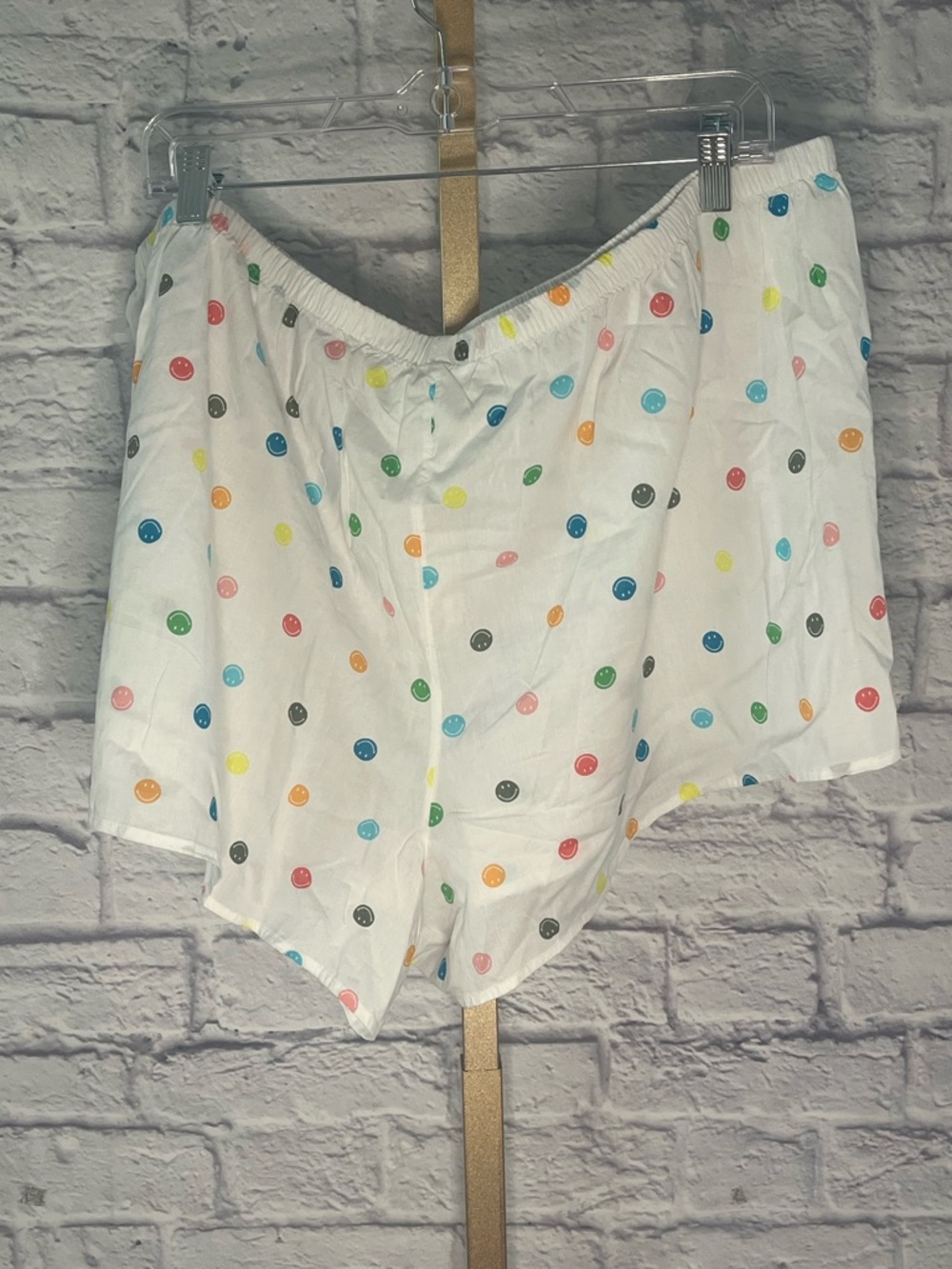Aerie XXL NWT smiley face polka dot boxer pajama shorts 100% cotton colorful